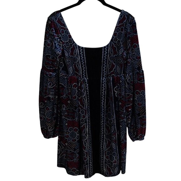 Free People Womens Boho Babydoll Floral Velvet‎ Long Sleeve Dress XS - Picture 3 of 9